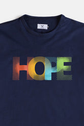 Cotton Hope Print T Shirt - Navy Blue